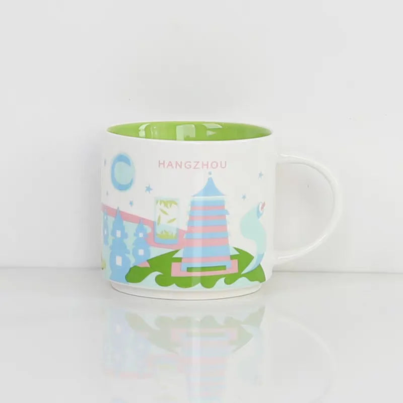 Ceramic Coffee Mug, American and Europe, New York, Los Angeles, Milk Cup, Beautiful Gifts, Party Return Gifts, 400ml