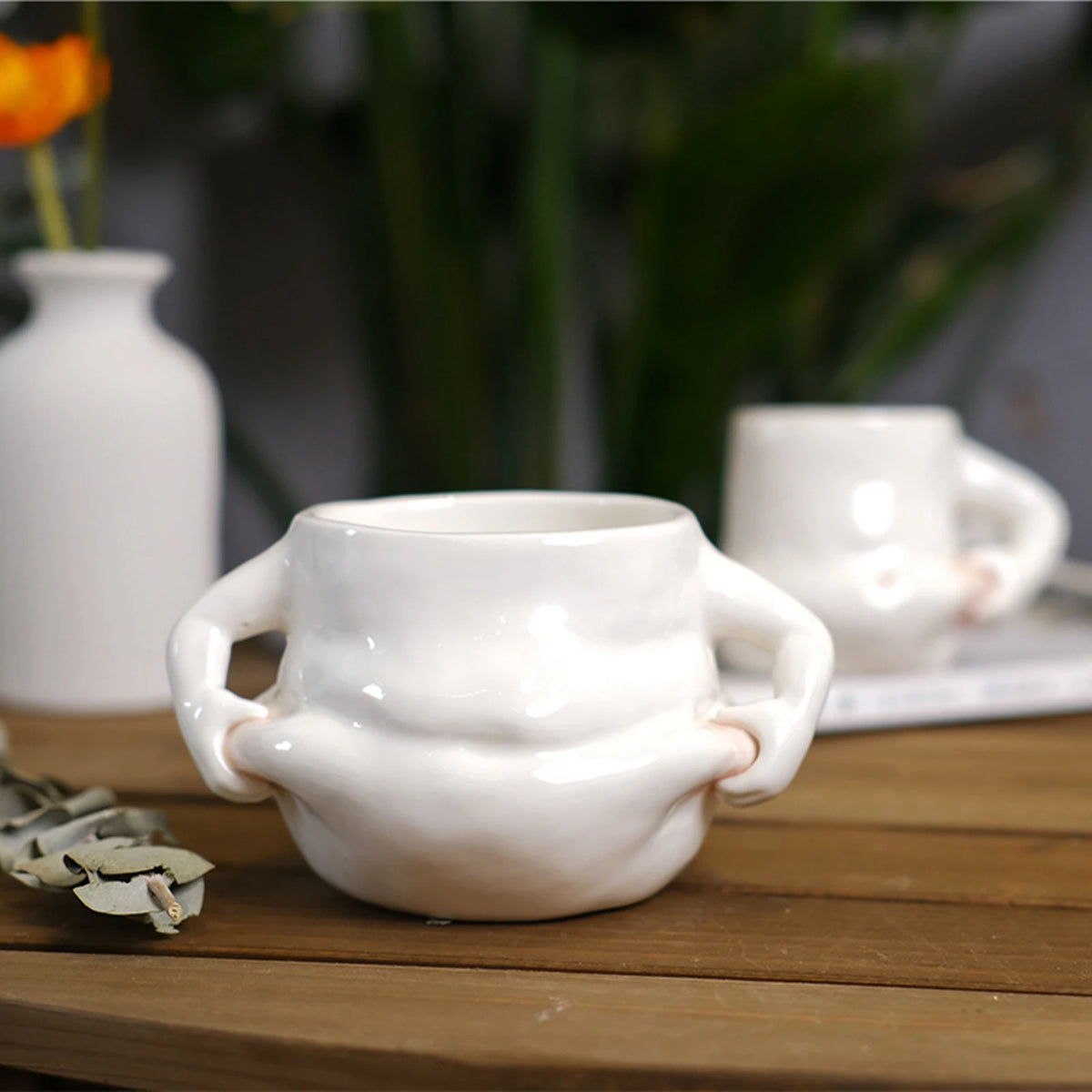 Ceramics Coffee Mug Novelty Fat Belly Mug with Handle Hot Cold Water Drinks Cup for Wedding Kitchen Household Drinkware