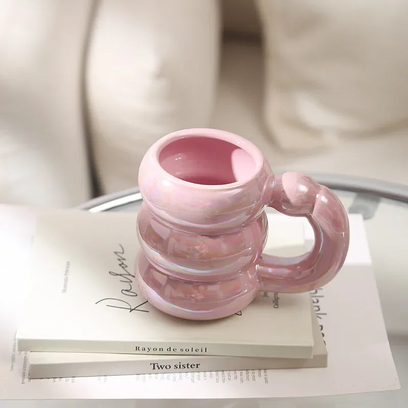 420ml Ceramic Chubby Mug Creative Nordic Coffee Cup Cute Office Afternoon Tea Cloud Mugs Kitchen Drinkware Home Accessories