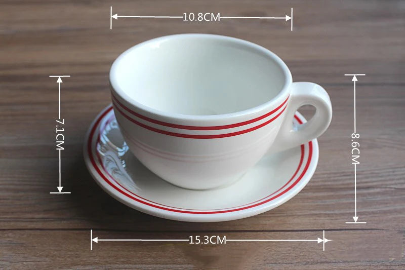 Nordic Coffee Cups Saucers Set Afternoon Tea Cups Cake Dessert Dish Retro Minimalist Lines Ceramic Mug Biscuit Small Plate