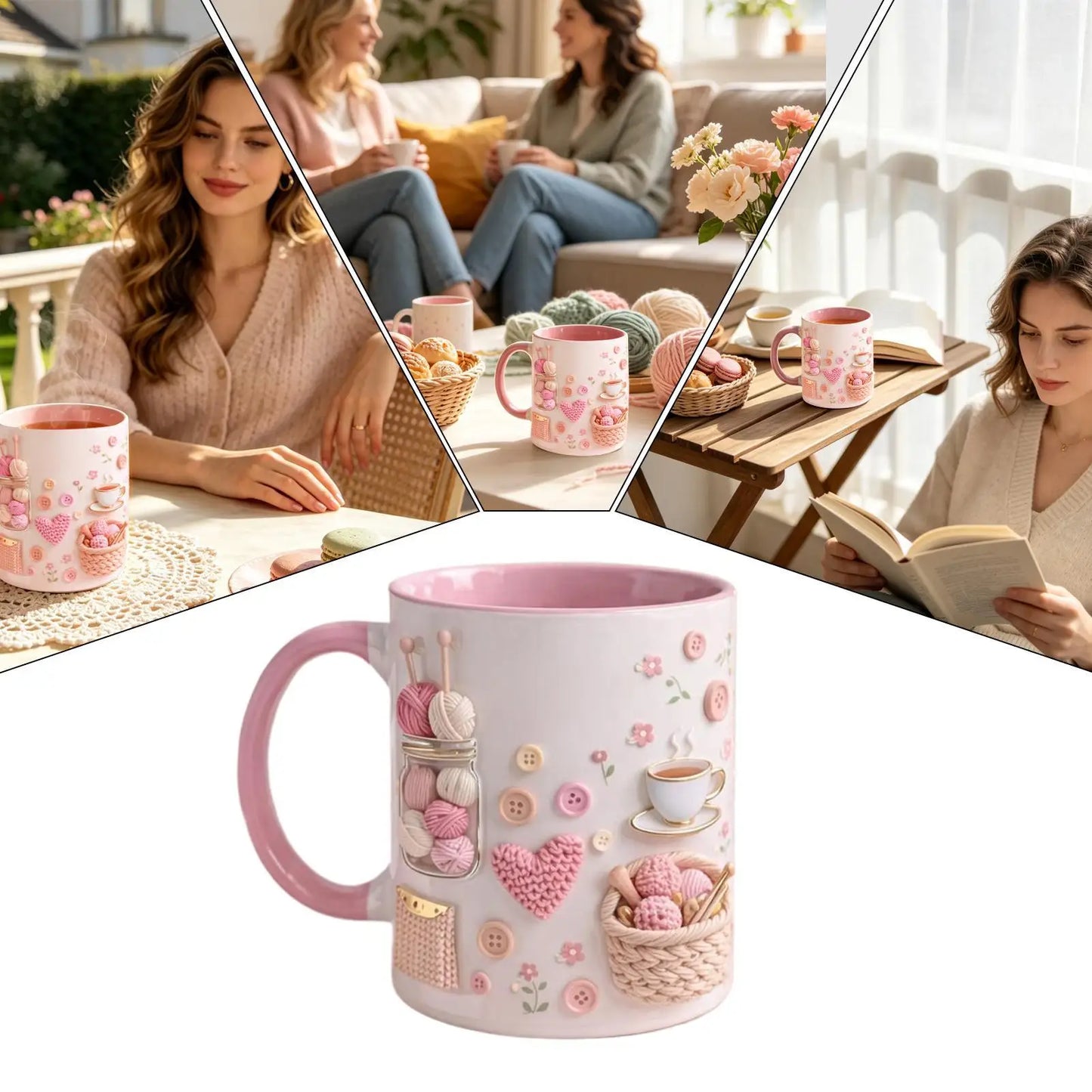 Funny Coffee Mug 350ml Ceramic Crochet Desk Decor Novelty Water Mug Coffee Cups for Women Mom Friend Sister Birthday Christmas