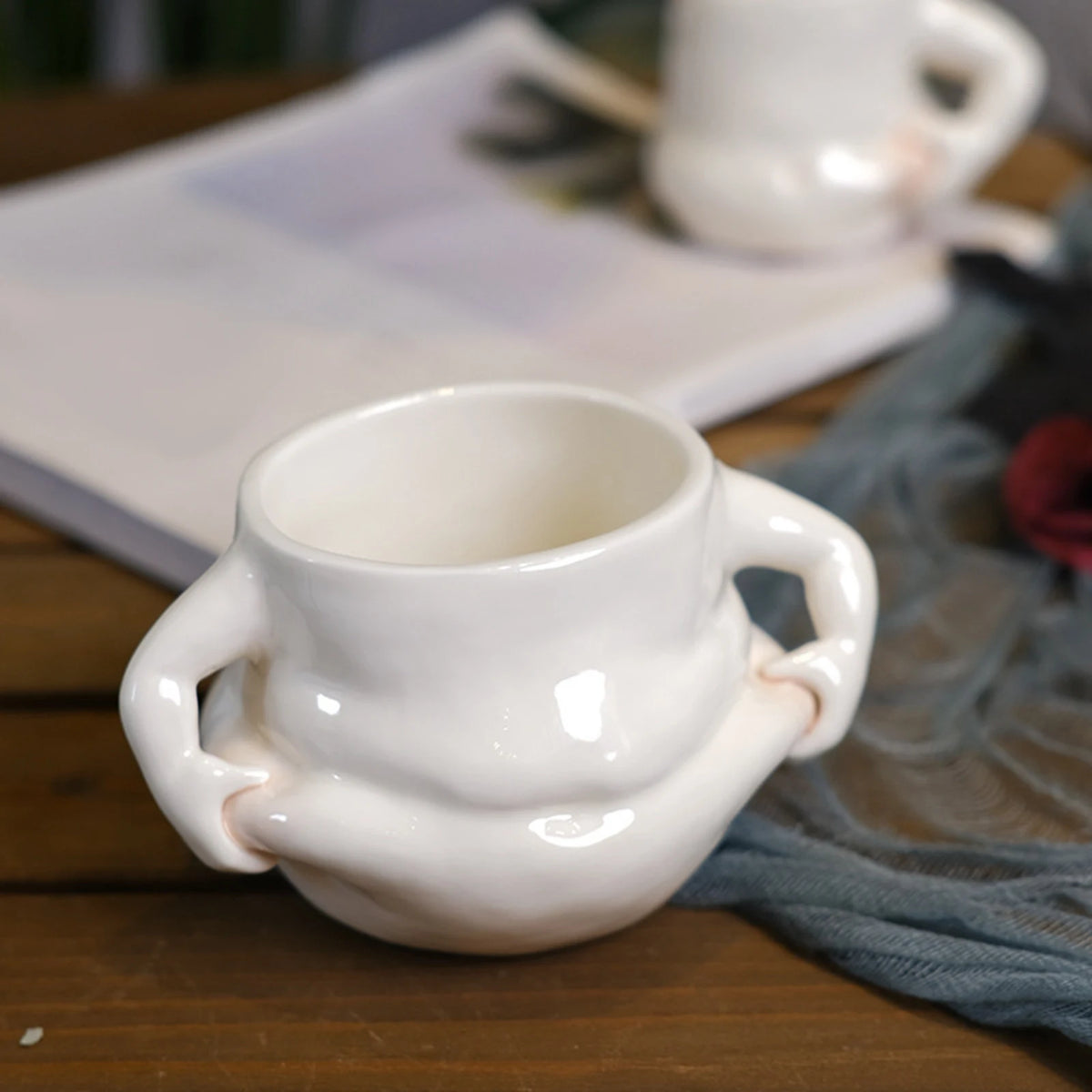 Ceramics Coffee Mug Novelty Fat Belly Mug with Handle Hot Cold Water Drinks Cup for Wedding Kitchen Household Drinkware