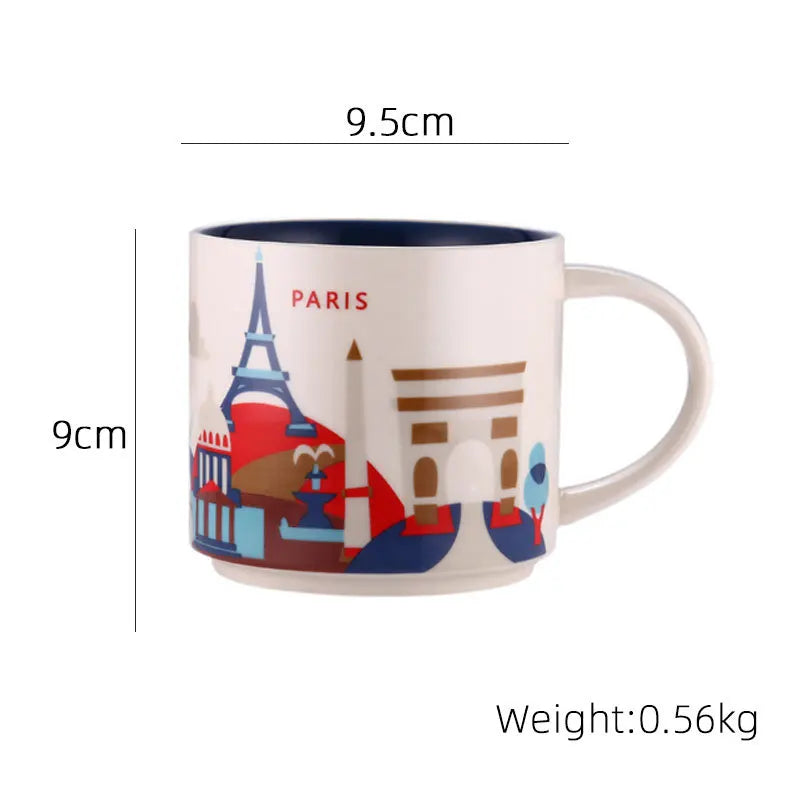 Ceramic Coffee Mug, American and Europe, New York, Los Angeles, Milk Cup, Beautiful Gifts, Party Return Gifts, 400ml