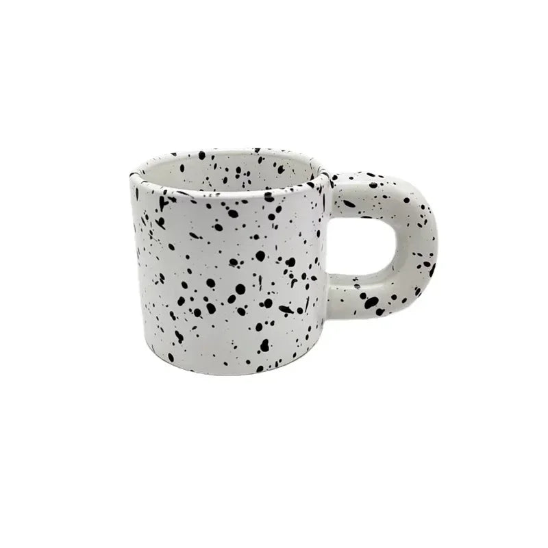 330ml Creative Nordic Ceramic Cup Home Breakfast Milk Oat Cups Splash Ink Wave Dot Mug Irregular Spotted Desig Thick Handle Mugs