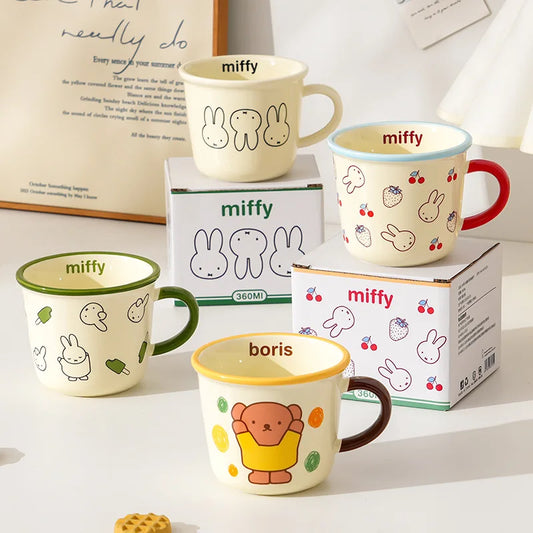 350ML Kawaii Miffy Ceramic Cup Large Capacity Milk Coffee Mug High Temperature Resistance High Appearance Home Water Mug Gift