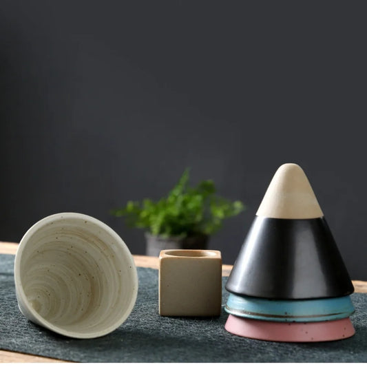 Ceramic Coffee Mugs with Base 100ml Triangular Cone Shape Porcelain-Cup Tea-Cup