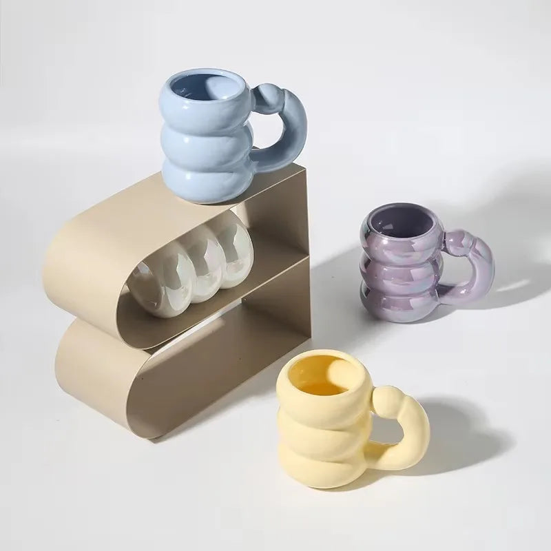 420ml Ceramic Chubby Mug Creative Nordic Coffee Cup Cute Office Afternoon Tea Cloud Mugs Kitchen Drinkware Home Accessories