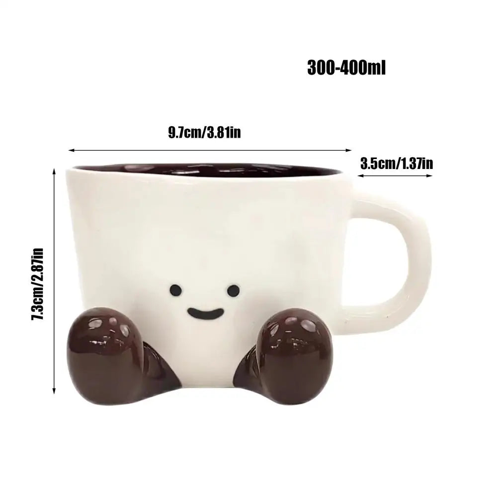 Ceramic coffee mug Adorable feet cup Beverage Container Funny Latte Milk Mug cute smiling face Ceramic cup foot-shaped mug