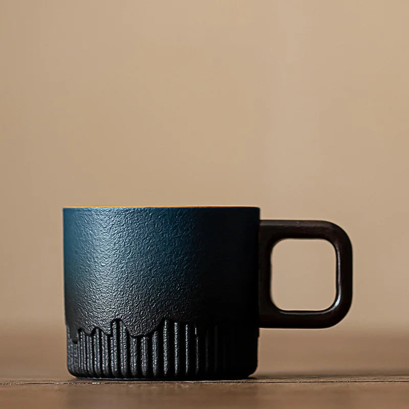 60ml Gradient ceramic tea cup with handle, heat-resistant coffee cup, household hand drawn mini minimalist mug
