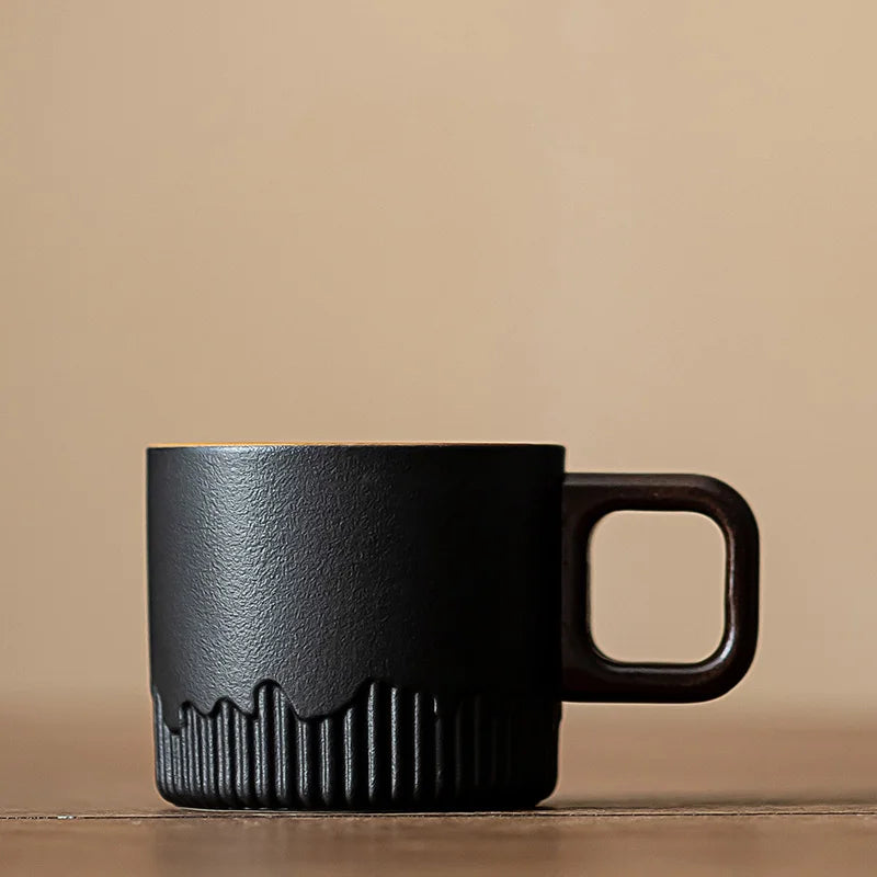 60ml Gradient ceramic tea cup with handle, heat-resistant coffee cup, household hand drawn mini minimalist mug