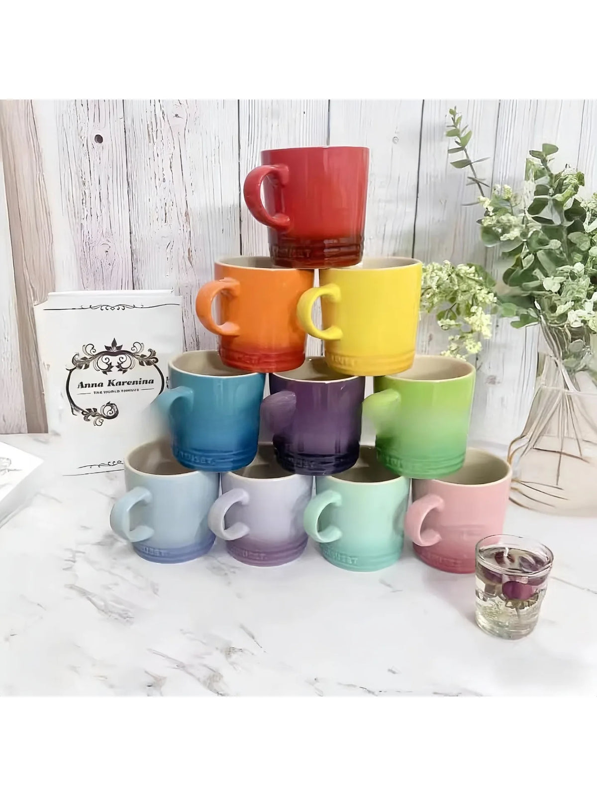 350 Mlnew Creative Macaron Mug Nordic Style Color Gradient Mug Gradient Color Cool Color Rainbow Cup Ceramic Cups With Hand Gift