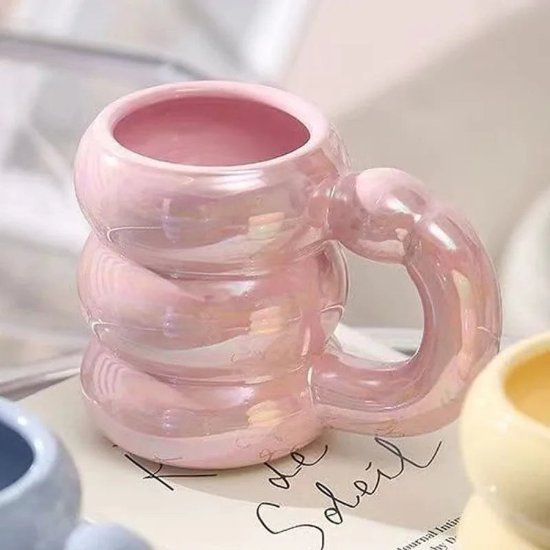 420ml Ceramic Chubby Mug Creative Nordic Coffee Cup Cute Office Afternoon Tea Cloud Mugs Kitchen Drinkware Home Accessories