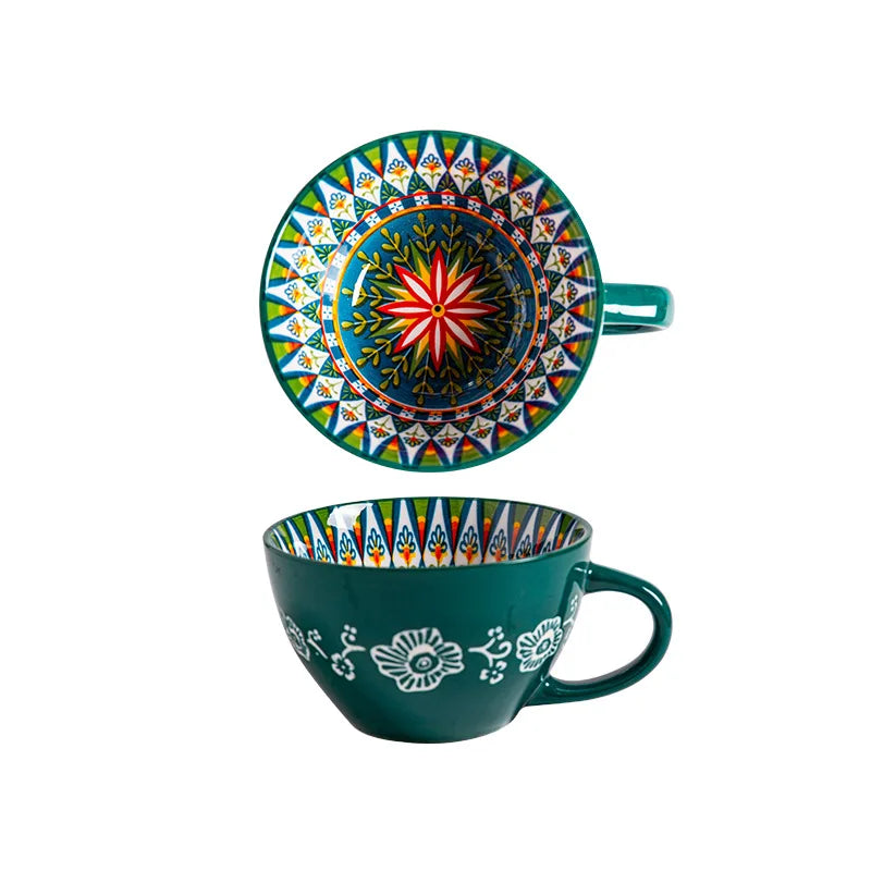 Retro Ceramic Breakfast Cup Mug High Appearance Level Large Capacity Milk And Oatmeal Cup Microwave Heating Coffee Cup