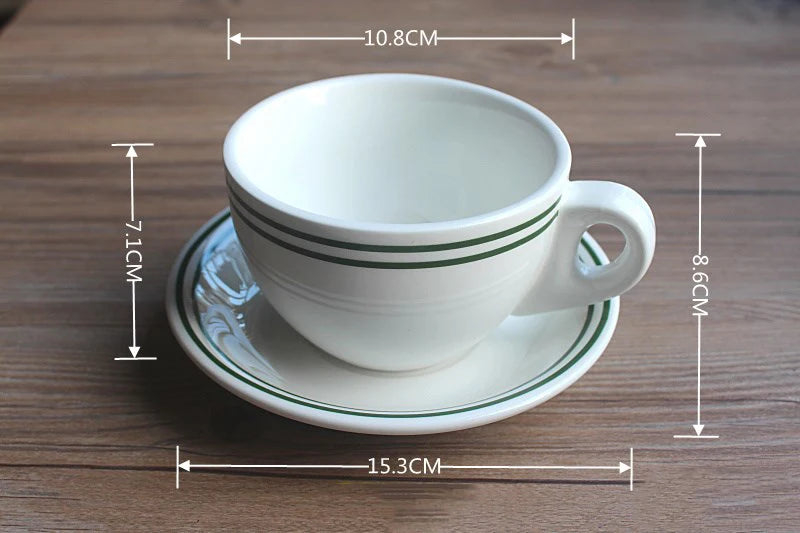 Nordic Coffee Cups Saucers Set Afternoon Tea Cups Cake Dessert Dish Retro Minimalist Lines Ceramic Mug Biscuit Small Plate