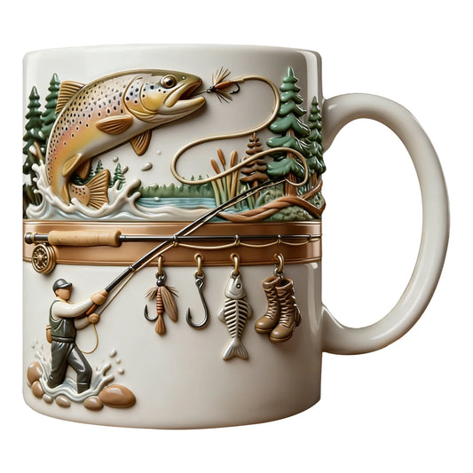Fishing Mug 350ml Ceramic Funny Novelty Drinkware Fisherman Coffee Mug water Cup For Daily Outdoor Camping Household Use Mug