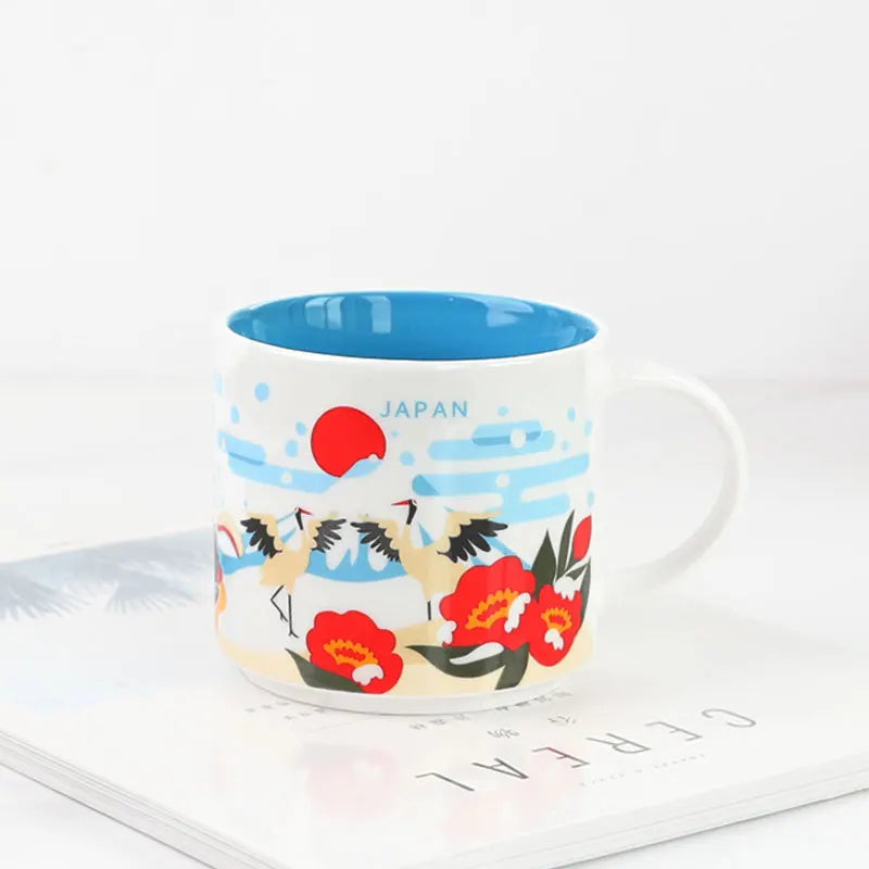 Ceramic Coffee Mug, American and Europe, New York, Los Angeles, Milk Cup, Beautiful Gifts, Party Return Gifts, 400ml
