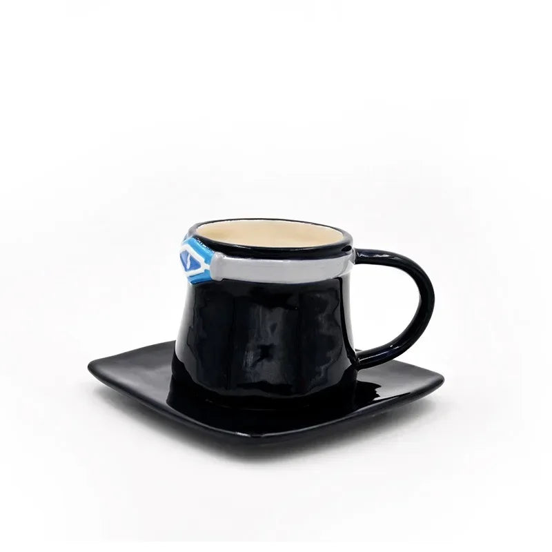 Cartoon Coffee Cup and Saucer Creative Hat Shaped Water Cups Cosplay Anime Chopper Ace Sabo Ceramic Mug Dessert Plate Gifts