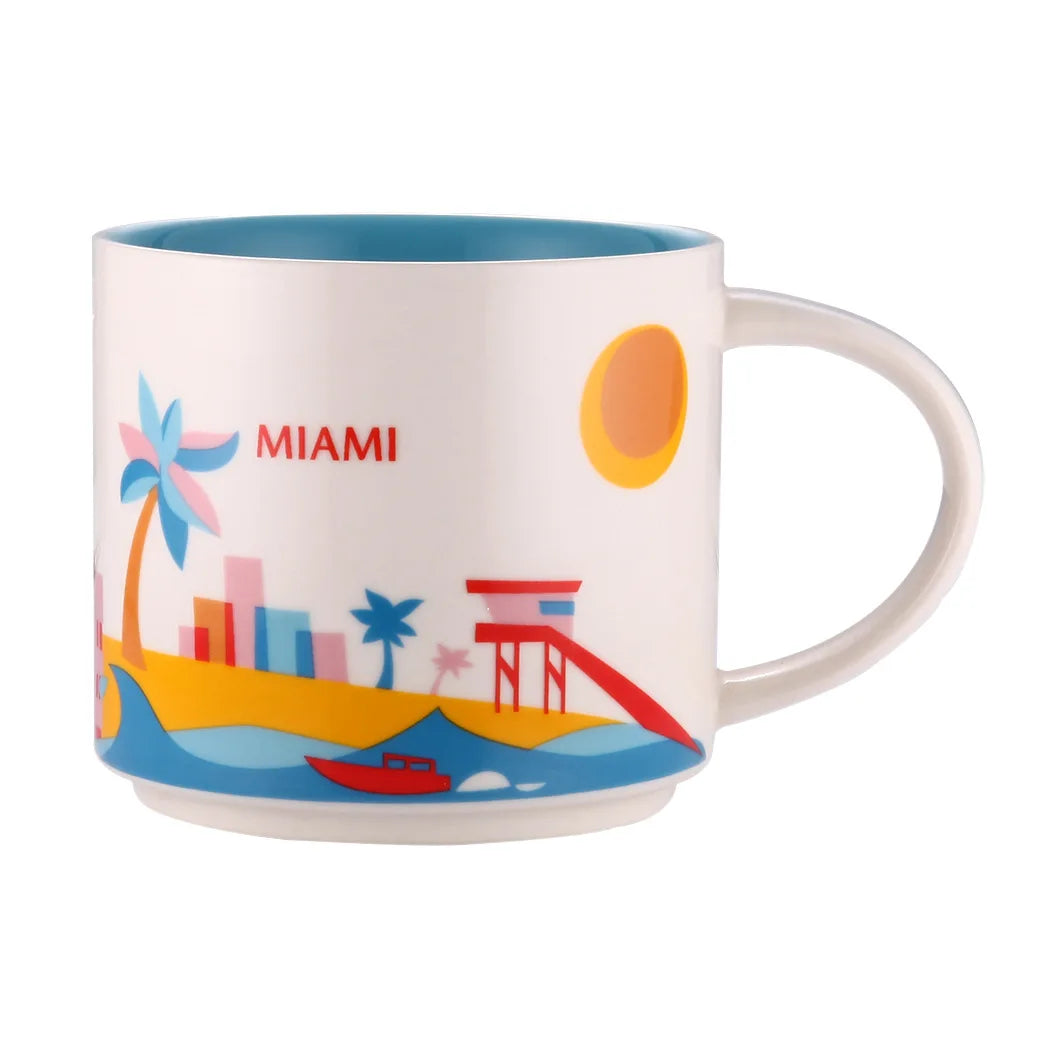 Ceramic Coffee Mug, American and Europe, New York, Los Angeles, Milk Cup, Beautiful Gifts, Party Return Gifts, 400ml