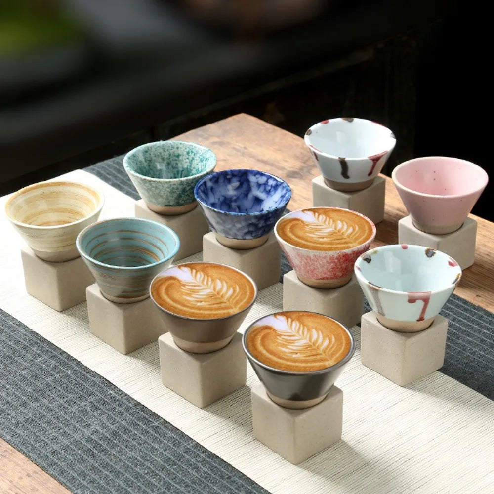 Ceramic Coffee Mugs with Base 100ml Triangular Cone Shape Porcelain-Cup Tea-Cup