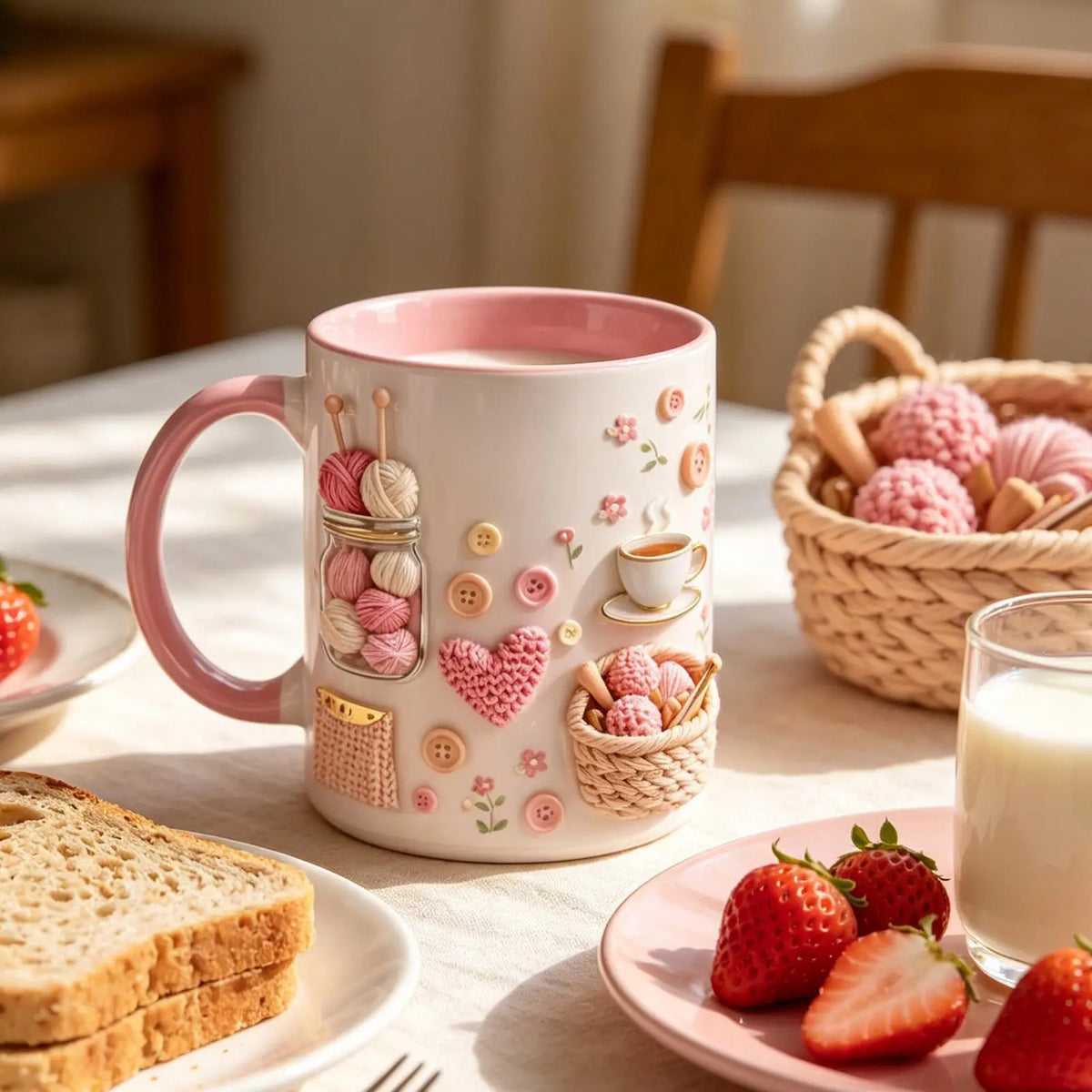 Funny Coffee Mug 350ml Ceramic Crochet Desk Decor Novelty Water Mug Coffee Cups for Women Mom Friend Sister Birthday Christmas