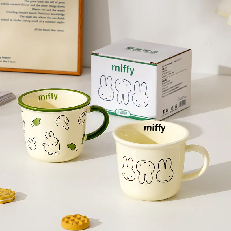 350ML Kawaii Miffy Ceramic Cup Large Capacity Milk Coffee Mug High Temperature Resistance High Appearance Home Water Mug Gift