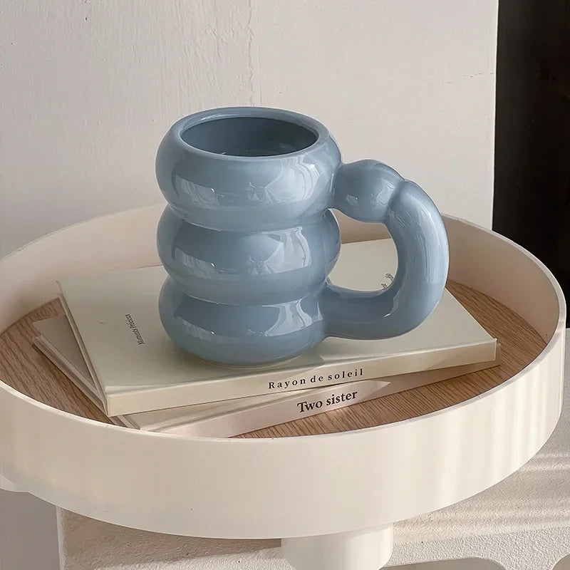 420ml Ceramic Chubby Mug Creative Nordic Coffee Cup Cute Office Afternoon Tea Cloud Mugs Kitchen Drinkware Home Accessories