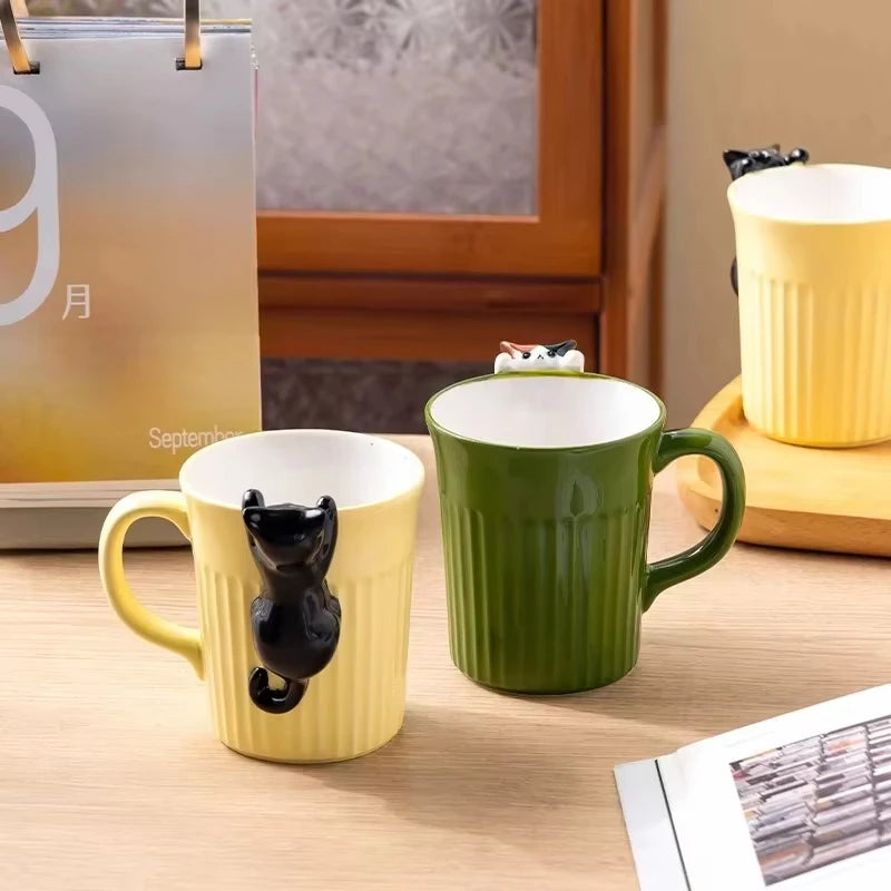 Cartoon Cute Cat Ceramic Mug Creative Office Water Cup Home Breakfast Milk Cup Couple Afternoon Tea Coffee Cup Friend Gift