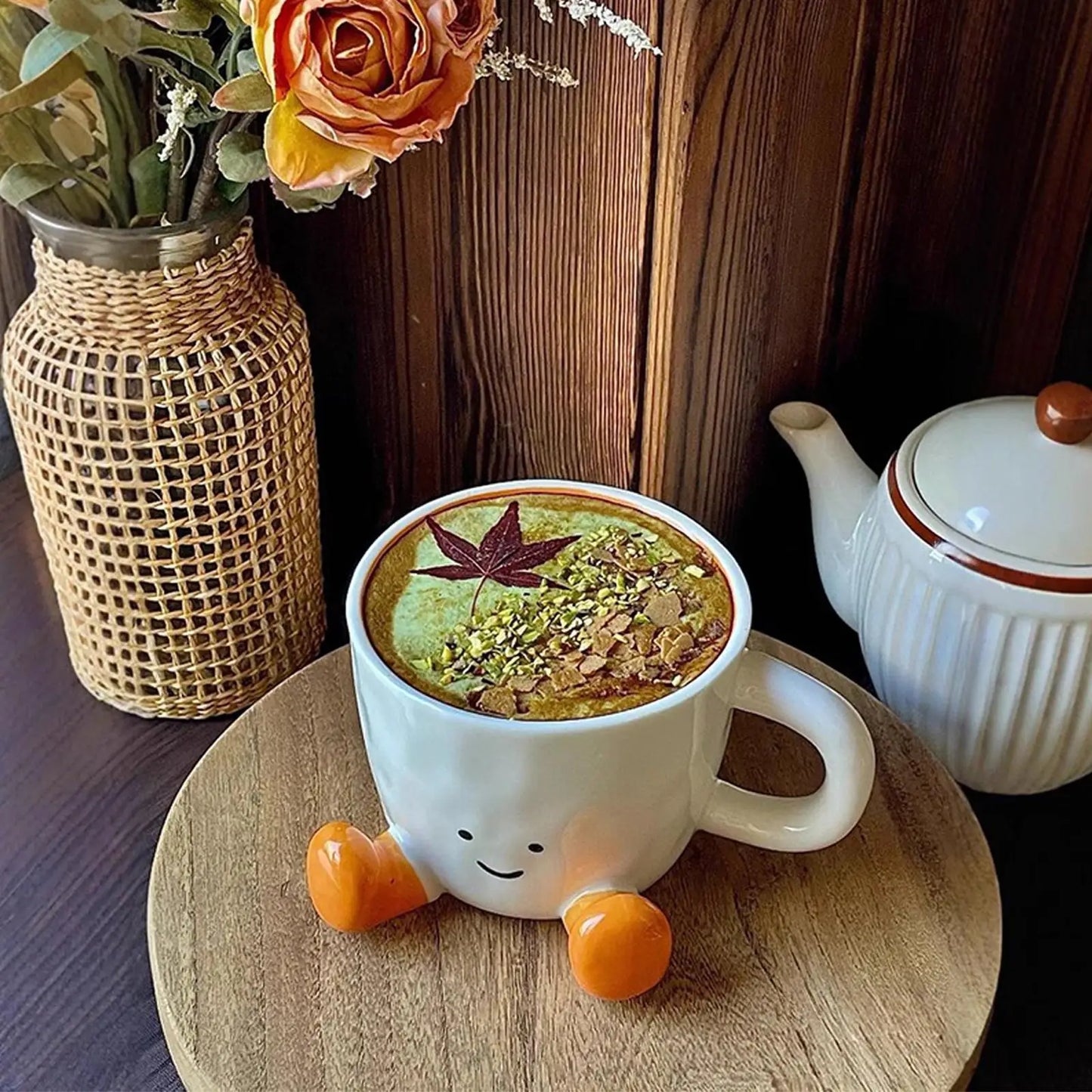 Adorable Ceramic Coffee Mug Feet Cup Beverage Container Funny Latte Milk Mug Cute Smiling Face Ceramic Cup Foot-shaped Mug