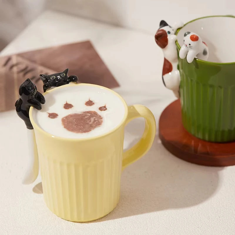 Cartoon Cute Cat Ceramic Mug Creative Office Water Cup Home Breakfast Milk Cup Couple Afternoon Tea Coffee Cup Friend Gift